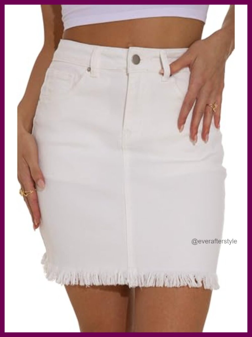High Waist Raw Hem Stretch Denim Mini Skirt Bodycon 5-Pocket Casual